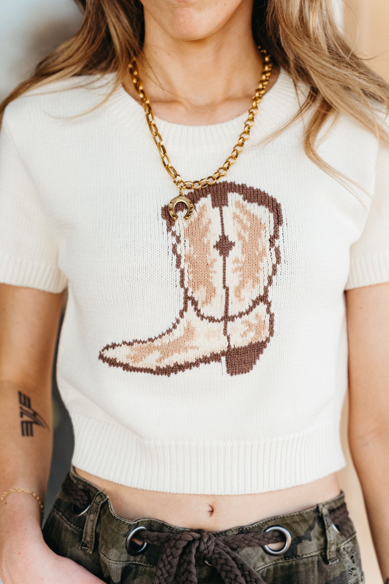 Cream Boot Sweater Top IWT5170 - 2 - Southern Soule Designs