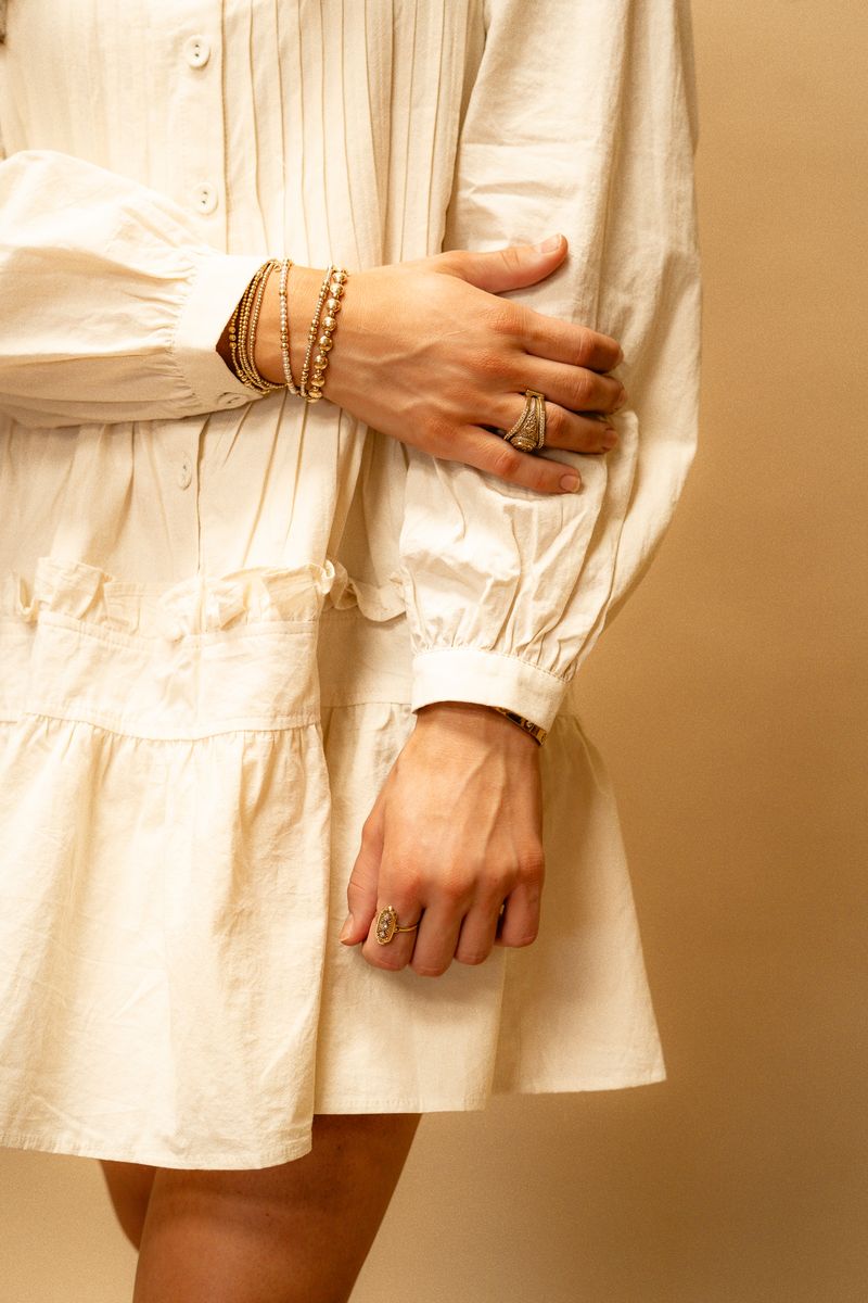 Cream Button Down Pleated Dress CD04817 - Southern Soule Designs