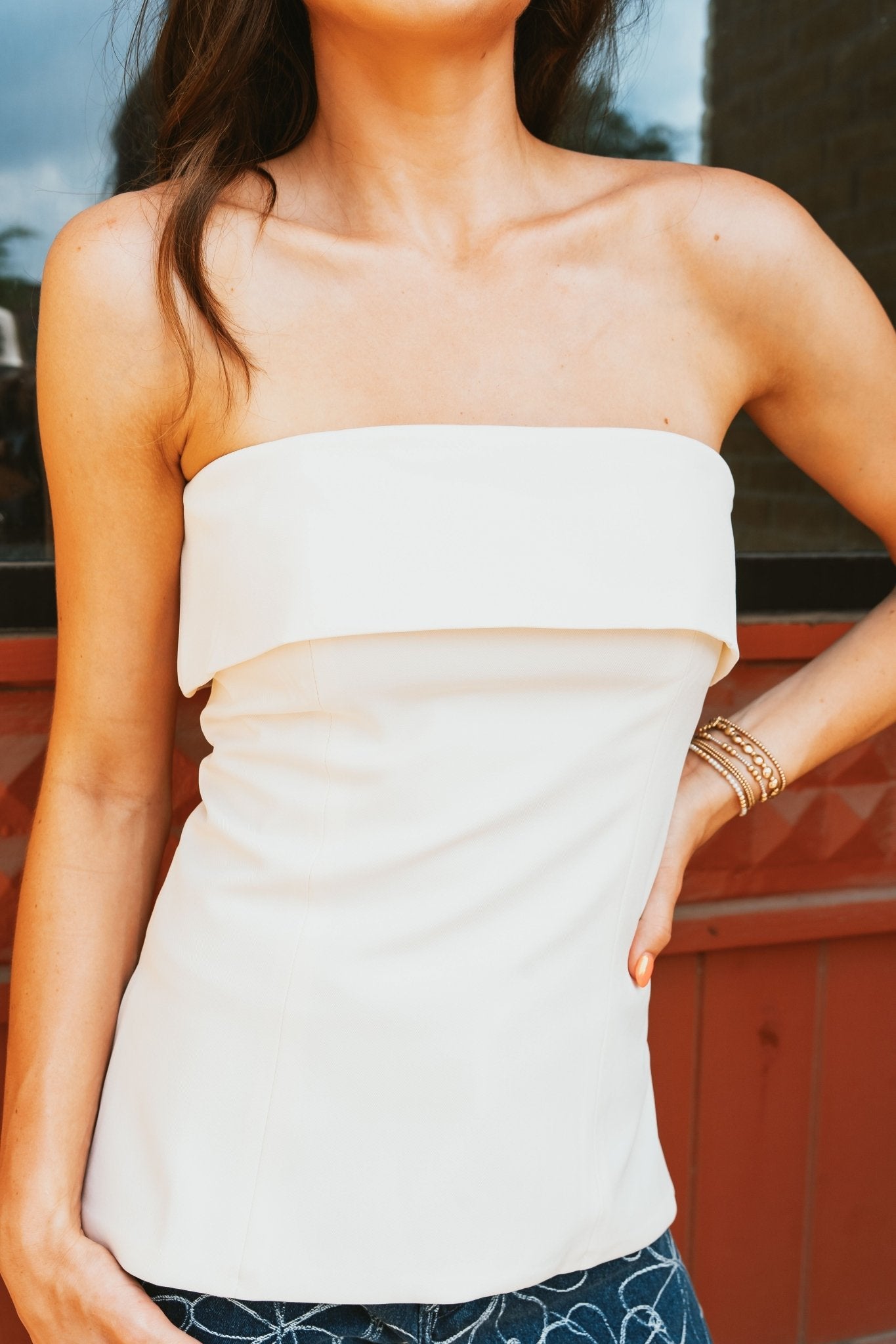 Cream Casual Overlap Tube Top TI6070FO - Southern Soule Designs