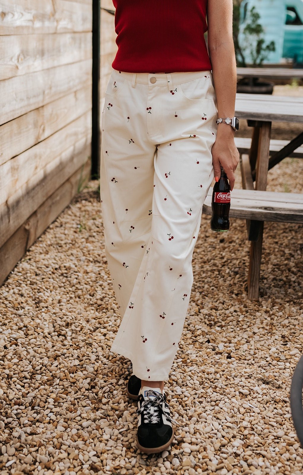 Cream Cherry Print Pants BP6768 - C - Southern Soule Designs
