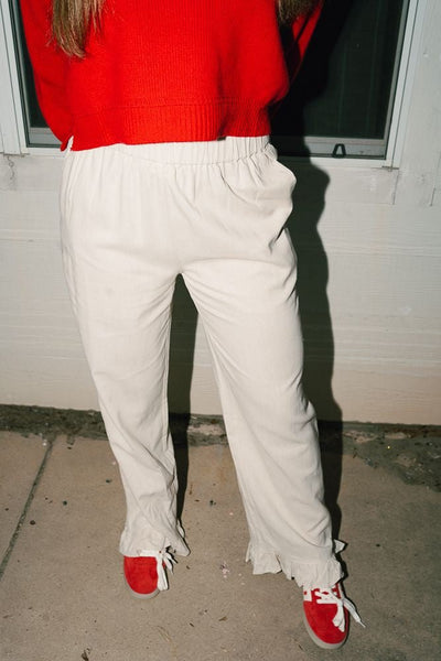 Cream Comfy Linen Pants TBP13299 - Southern Soule Designs