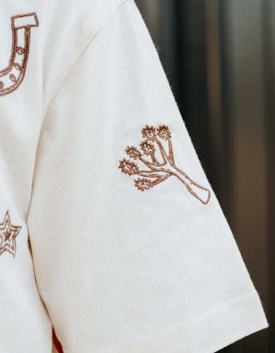 Cream Cowboy Embroidered Tee - Southern Soule Designs