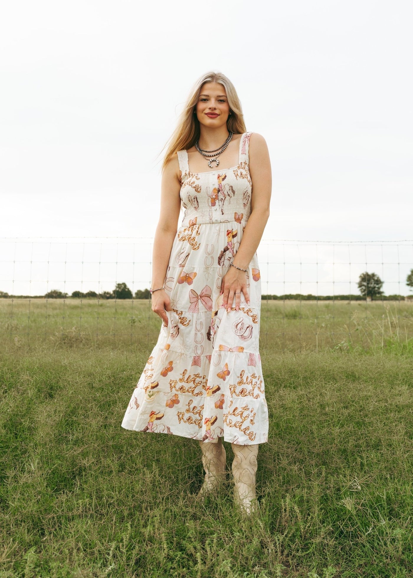 Cream Cowgirl Maxi Dress BRD2578 - 5 - Southern Soule Designs