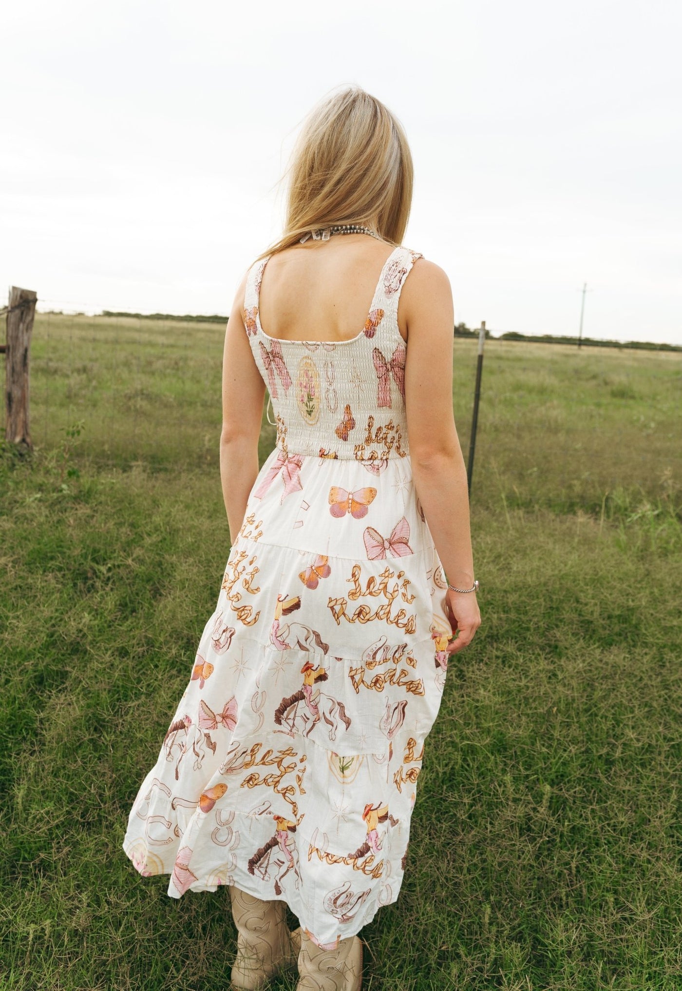 Cream Cowgirl Maxi Dress BRD2578 - 5 - Southern Soule Designs