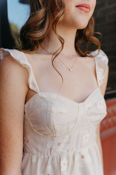 Cream Dainty Floral Mini Dress JD6687 - Southern Soule Designs