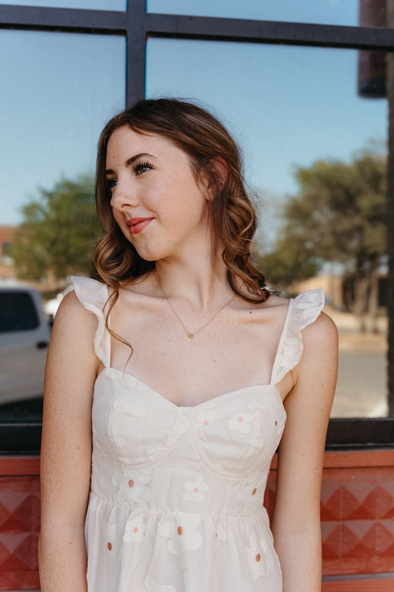 Cream Dainty Floral Mini Dress JD6687 - Southern Soule Designs