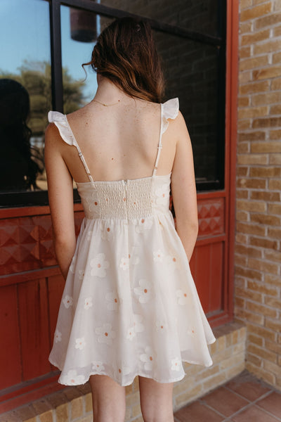 Cream Dainty Floral Mini Dress JD6687 - Southern Soule Designs