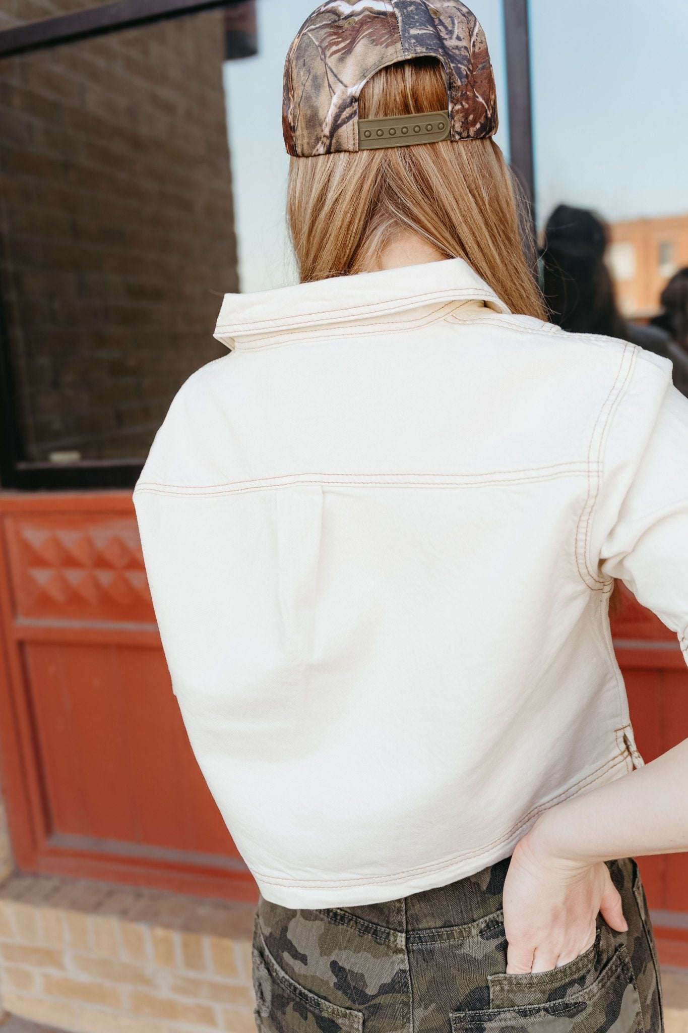 Cream Denim Short Sleeve Shirt t4857ST - Southern Soule Designs