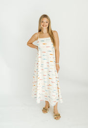 Cream Fish Print Midi Dress BD5983-B - Southern Soule Designs