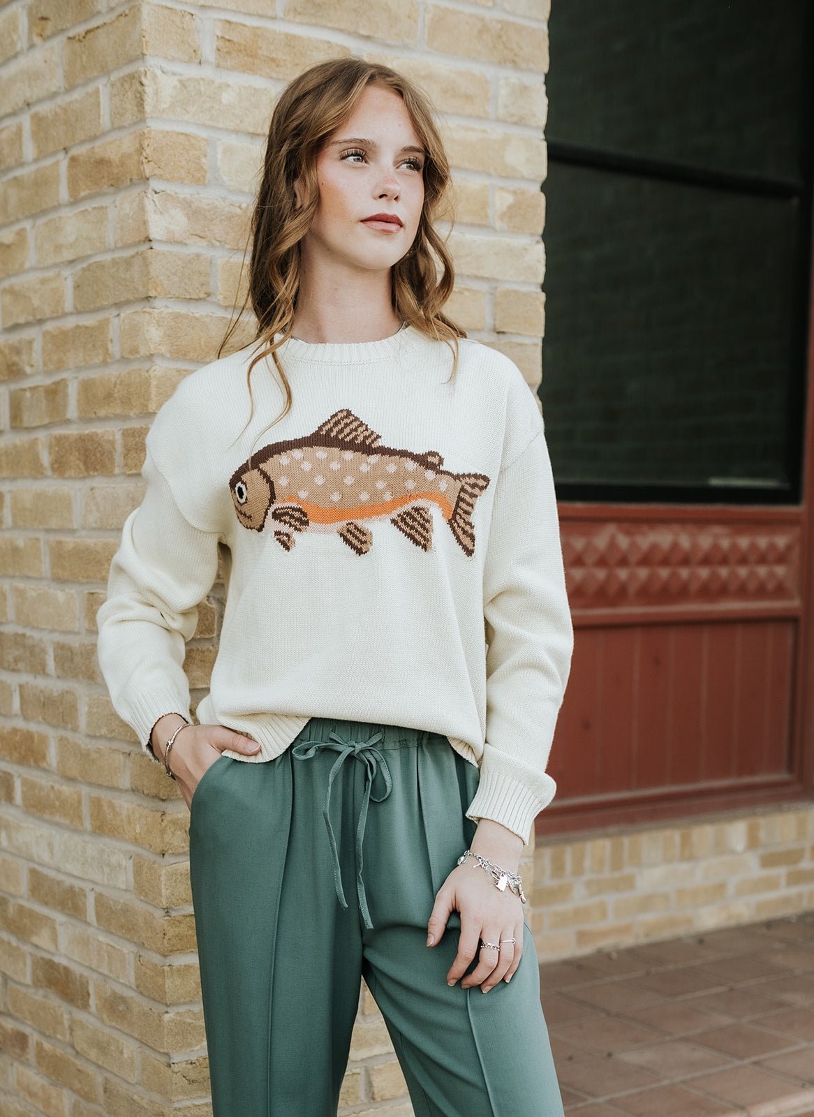 Cream Fish Sweater WL25 - 12103 - Southern Soule Designs