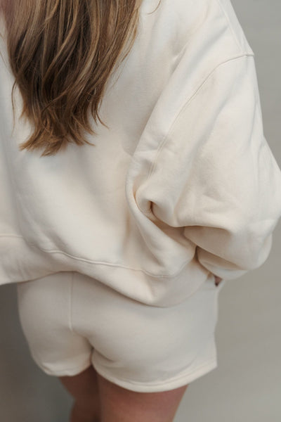 Cream High Waisted Sweat Shorts CP9795 - Southern Soule Designs