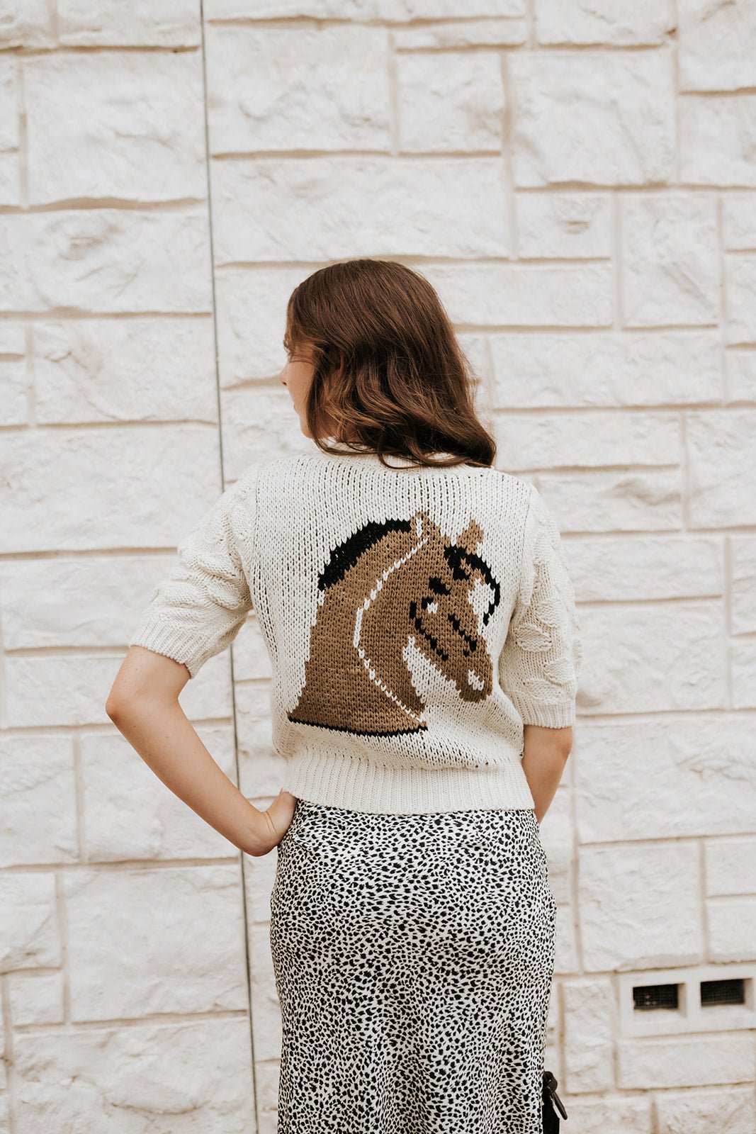 Cream Horse Knit Cardigan BRW3743 - 1 - Southern Soule Designs