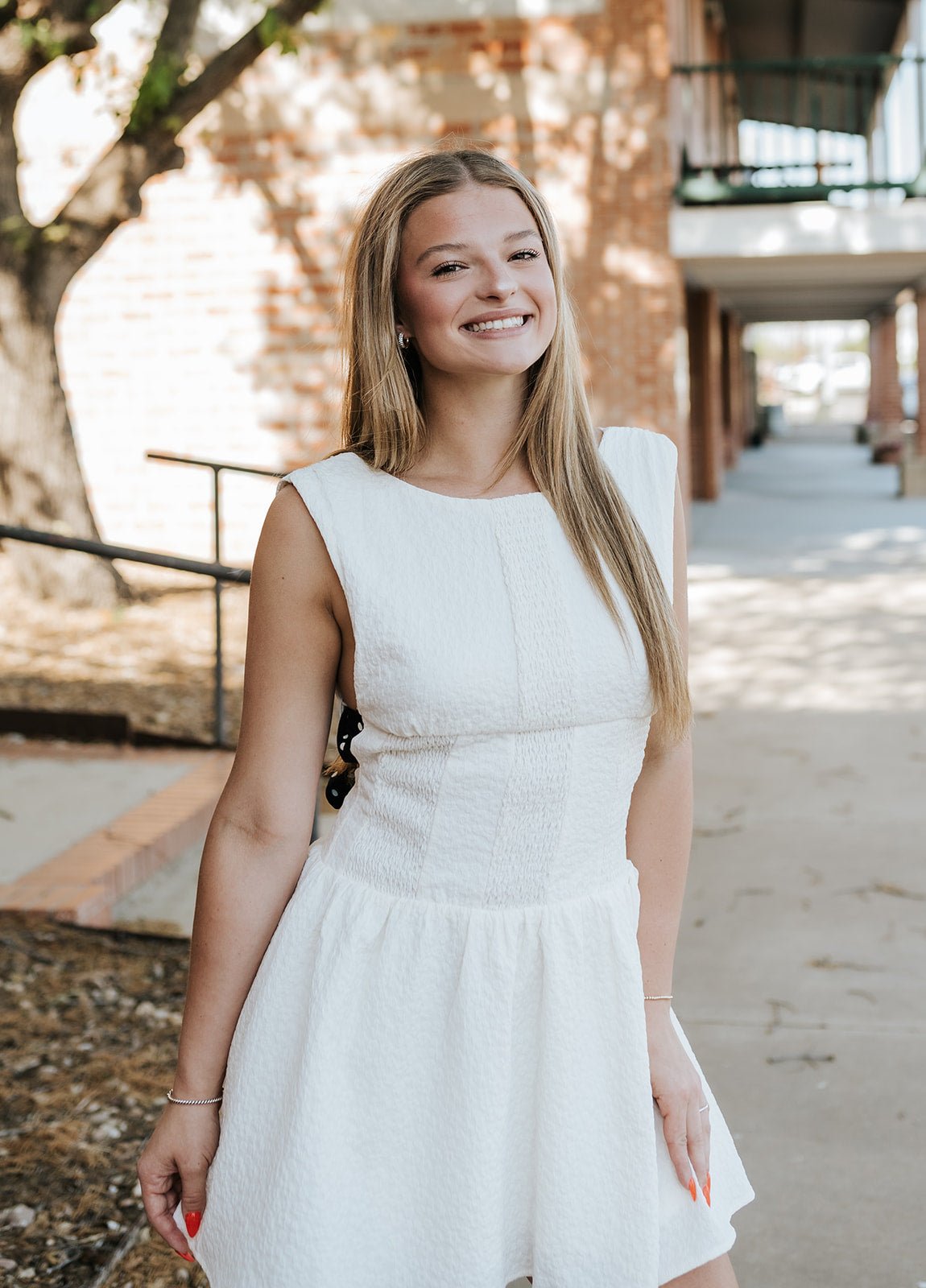 Cream Jacquard Polka Dot Mini Dress ID10052 - Southern Soule Designs