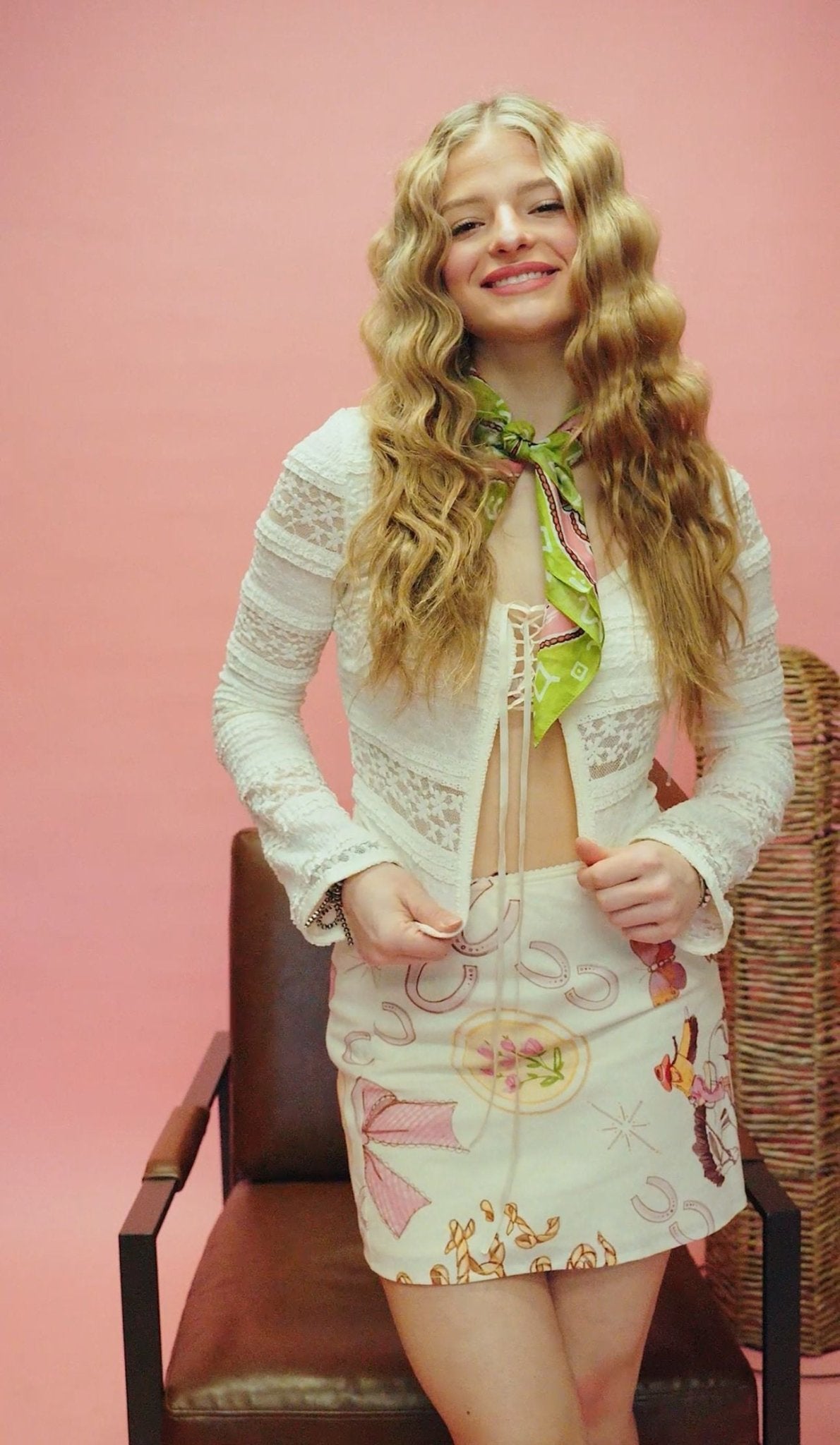 Cream Lace Up Long Sleeve Crop Top with Lace Detail BRT3179 - Southern Soule Designs