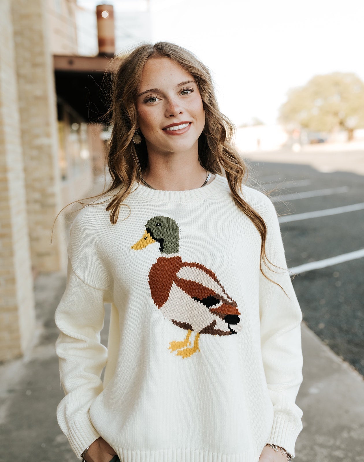 Cream Mallard Duck Knit Sweater WL25 - 12426 - Southern Soule Designs