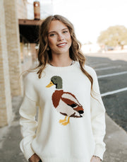 Cream Mallard Duck Knit Sweater WL25 - 12426 - Southern Soule Designs