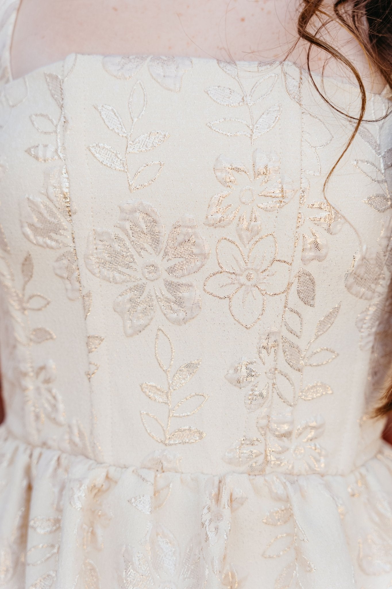 Cream Metallic Floral Mini Dress JD7179 - Southern Soule Designs