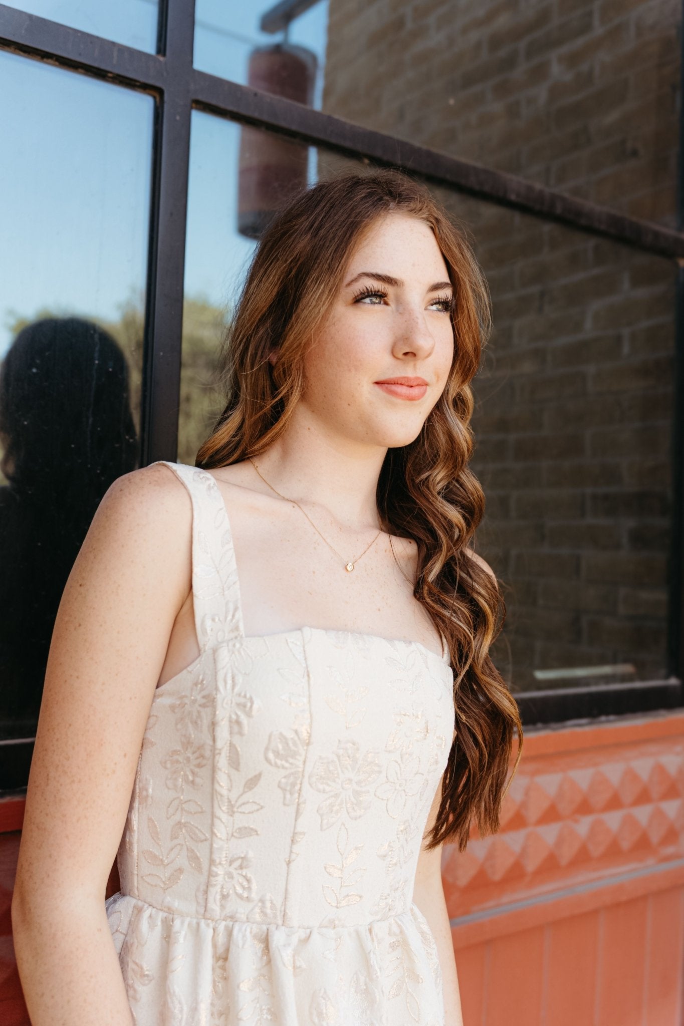 Cream Metallic Floral Mini Dress JD7179 - Southern Soule Designs