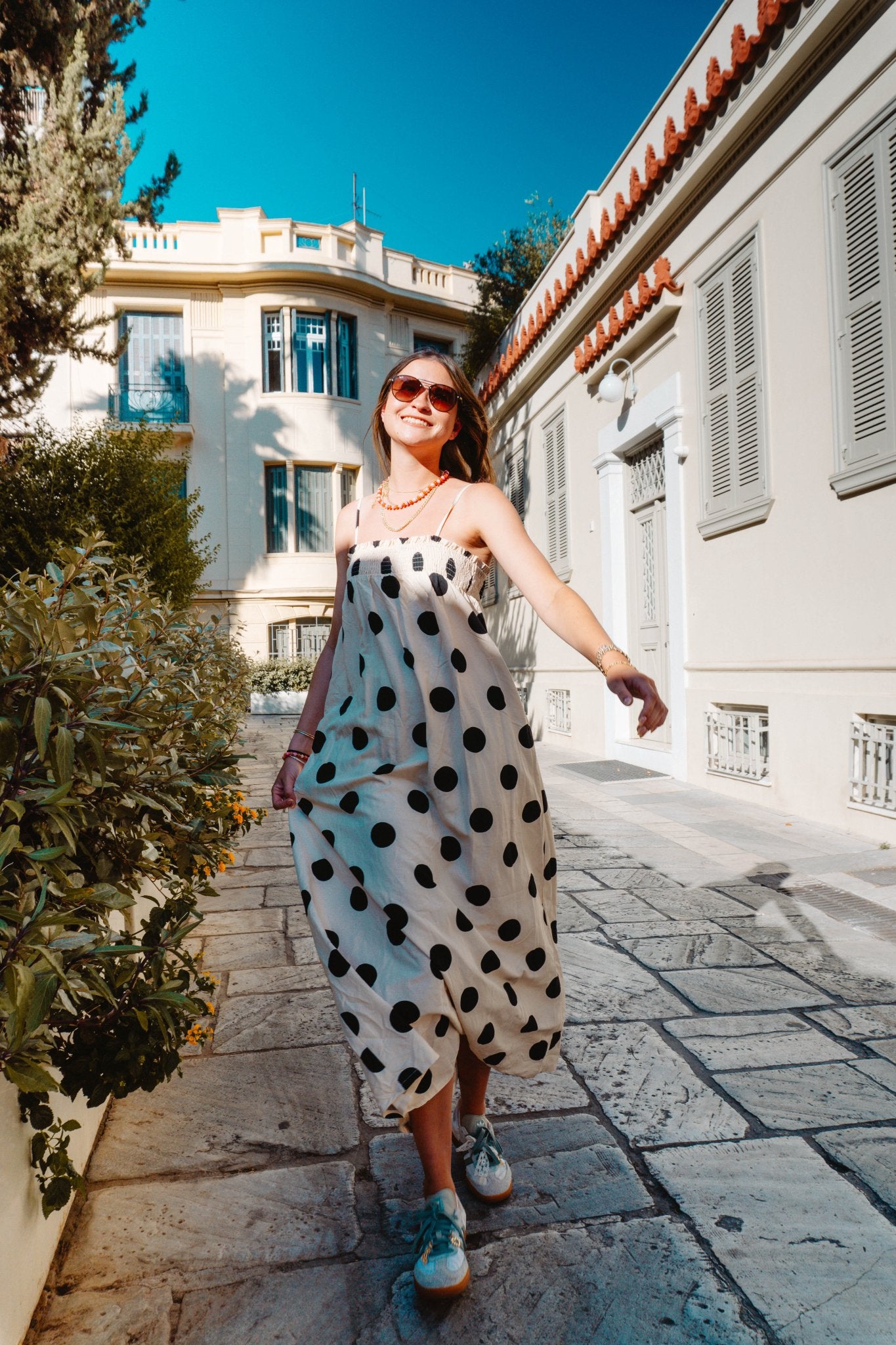 Cream Polka Dot Maxi Dress TBD13916 Large