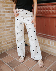 Cream Polkadot Denim Pants IP1384-C - Southern Soule Designs
