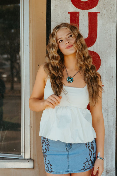 Cream Puff Body Detail Square Neck Top BRT3107 - Southern Soule Designs