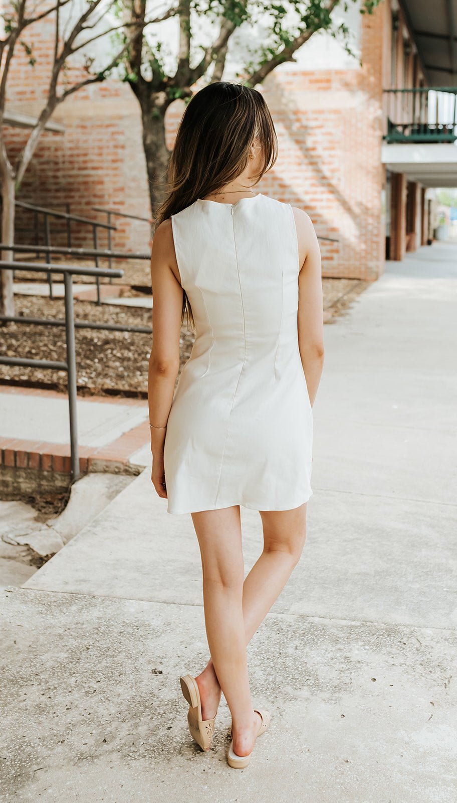 Cream Ribbon Twill Mini Dress ID9976 - Southern Soule Designs
