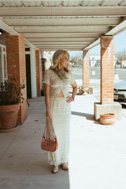 Cream Sheer Textured Button Up Top with Ruffle Sleeves BRT3456 - Southern Soule Designs
