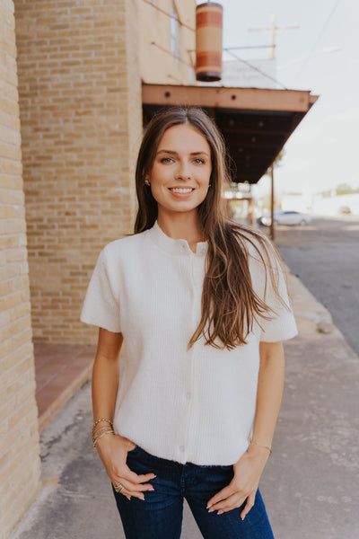 Cream Short Sleeve Cardigan SWJ2347 - Southern Soule Designs