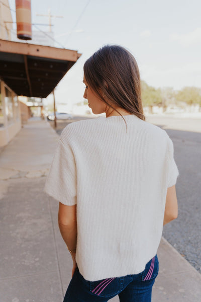 Cream Short Sleeve Cardigan SWJ2347 - Southern Soule Designs