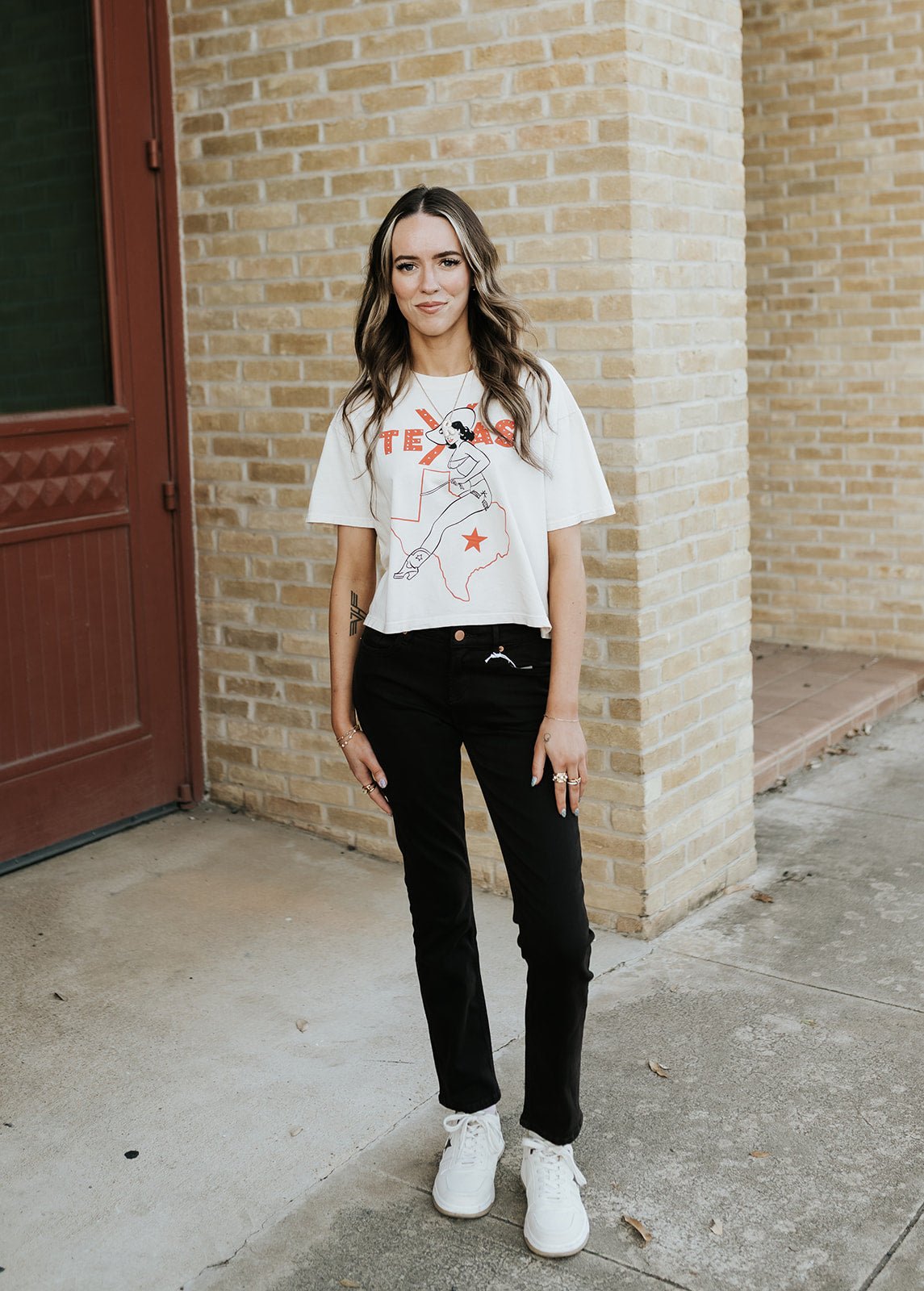 Cream Texas Pinup Wide Boy Tee - Southern Soule Designs