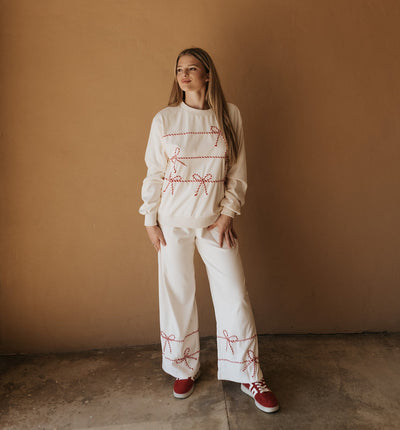 Cream Twist Bow Cord Detail Sweatshirt IKT801105 - 01 - Southern Soule Designs