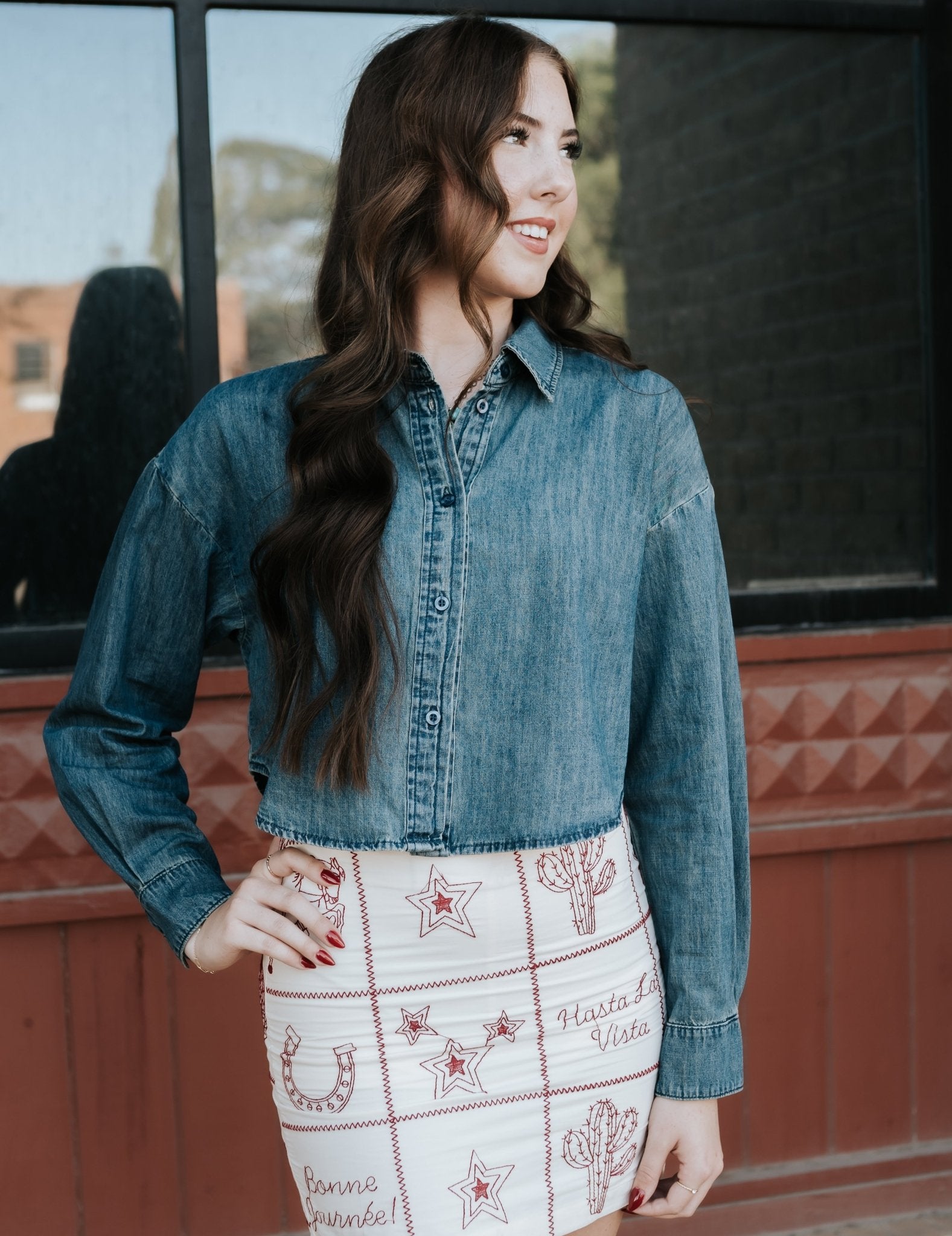 Cream Western Flair Mini Skirt RB1058 - Southern Soule Designs