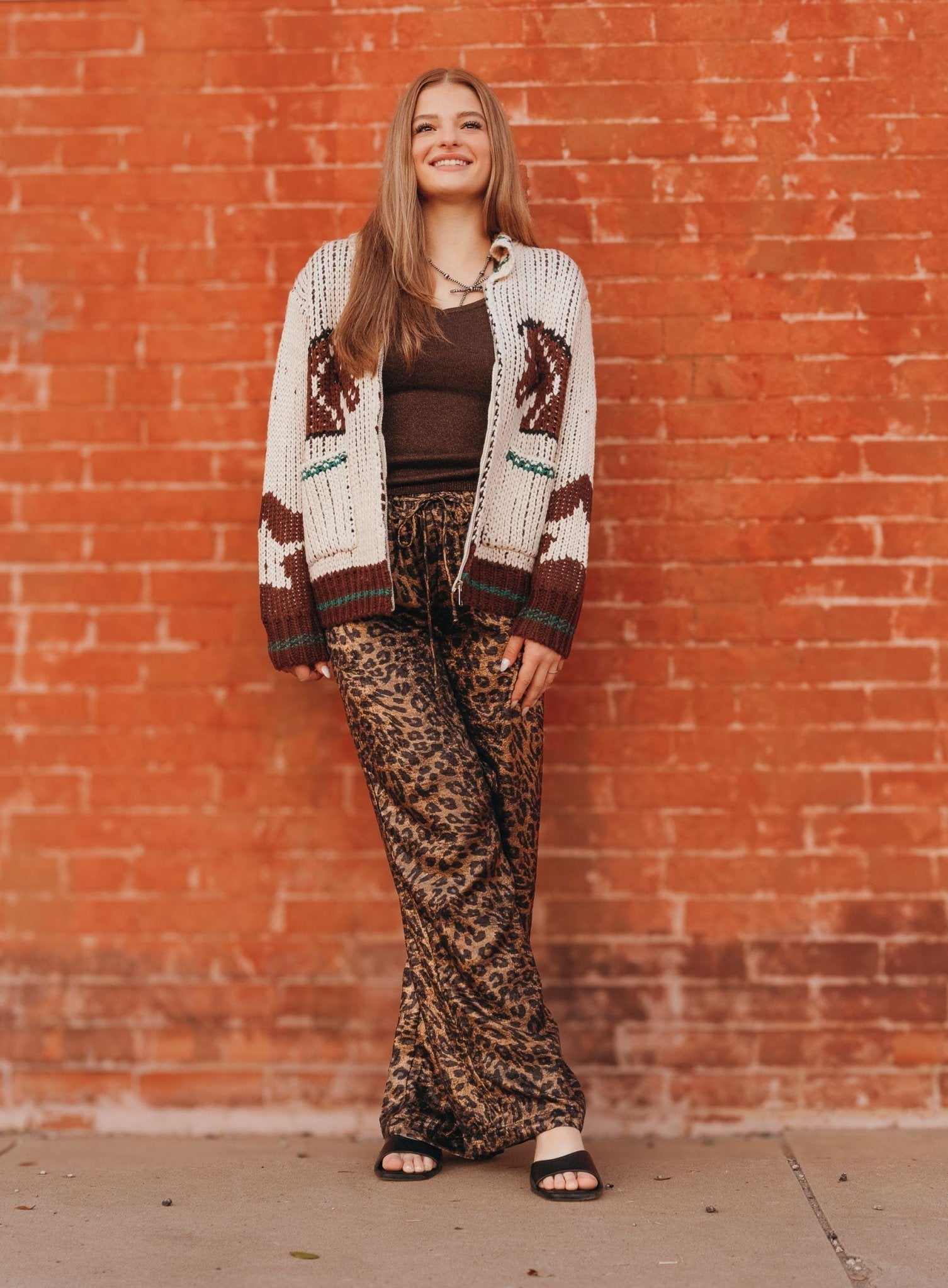Cream Western Zip - Up Sweater BRW3241 - 1 - Southern Soule Designs