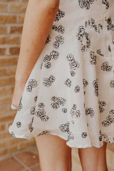 Cream/Black Floral Print Mini Dress HD1819 - 1 - Southern Soule Designs