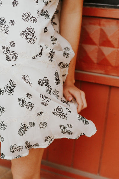 Cream/Black Floral Print Mini Dress HD1819 - 1 - Southern Soule Designs