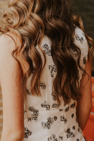 Cream/Black Floral Print Mini Dress HD1819 - 1 - Southern Soule Designs