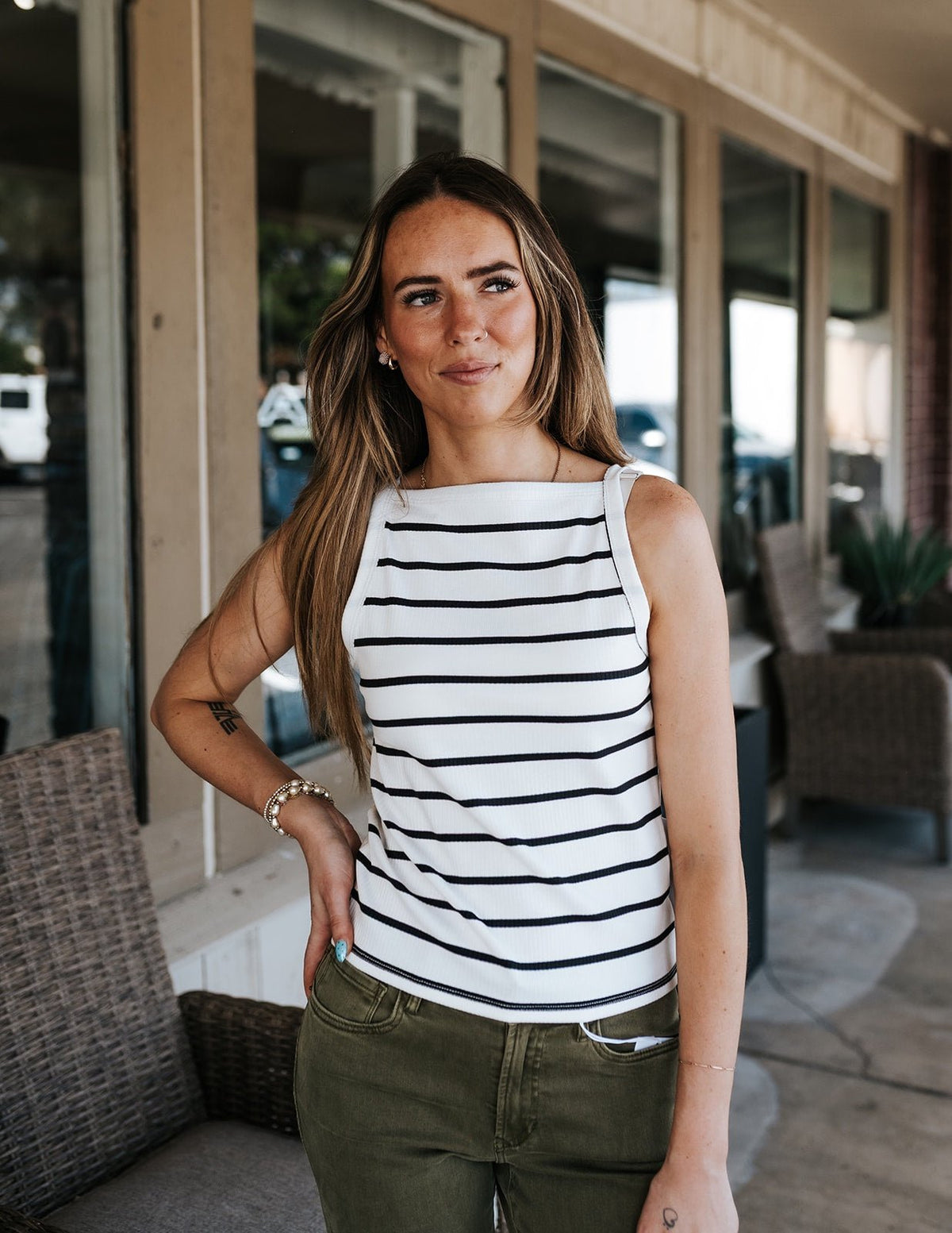 Cream/Black Moira High Neck Top - Southern Soule Designs