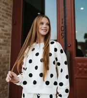 Cream/Black Polka Dot Sweatshirt VT72656 - Southern Soule Designs