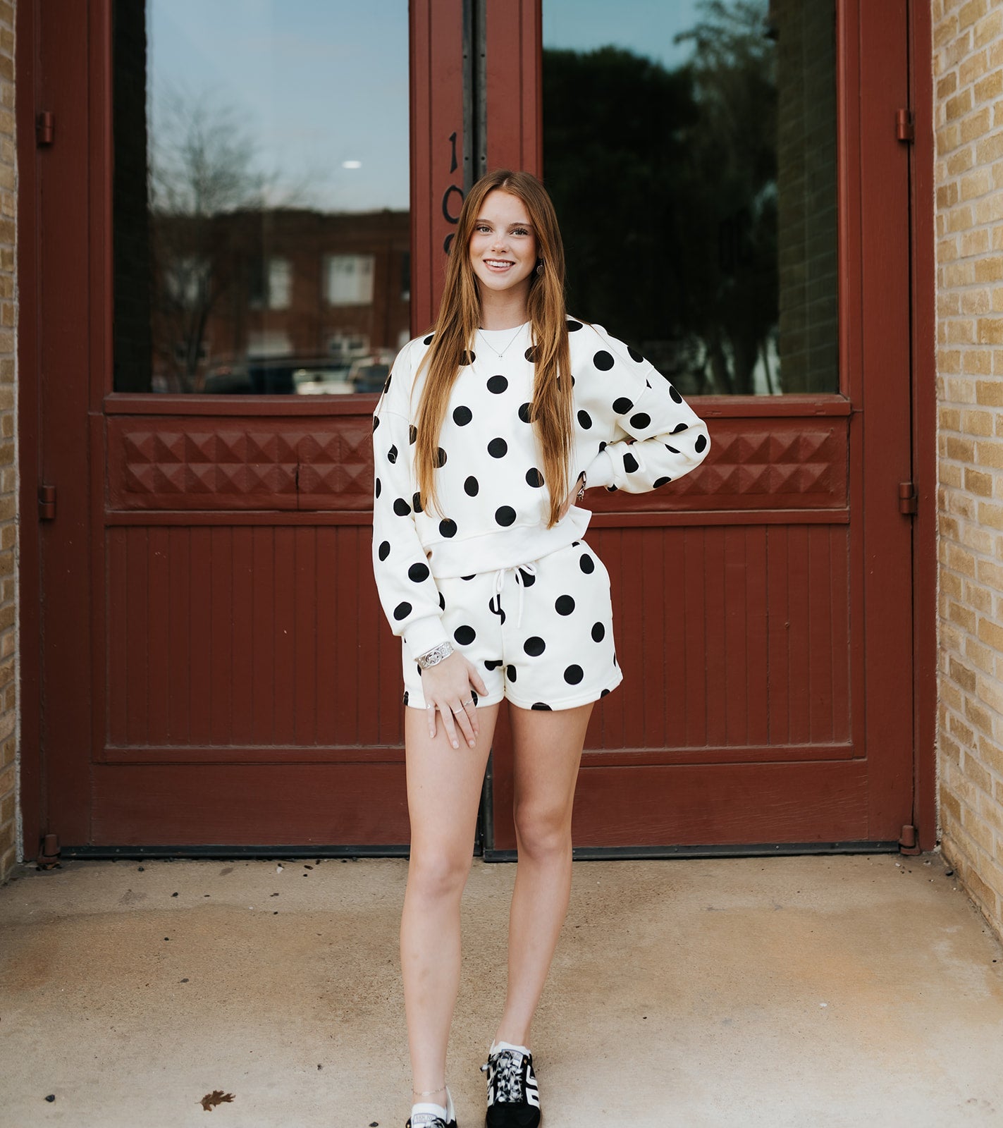 Cream/Black Polka Dot Sweatshirt VT72656 - Southern Soule Designs