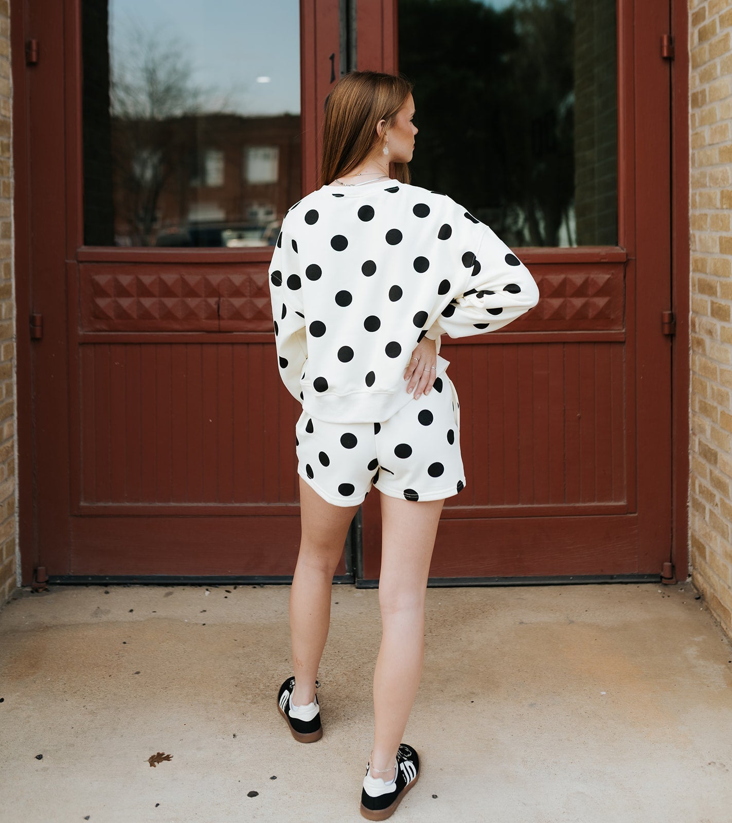 Cream/Black Polka Dot Sweatshirt VT72656 - Southern Soule Designs
