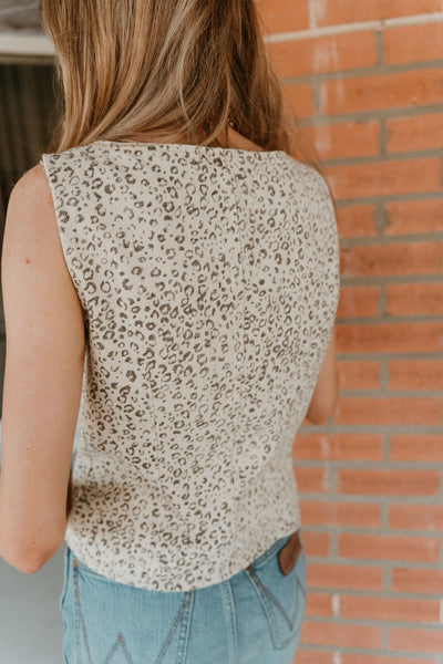 Cream/Black Sleeveless Button Sown Top ST2307 - 1 - Southern Soule Designs