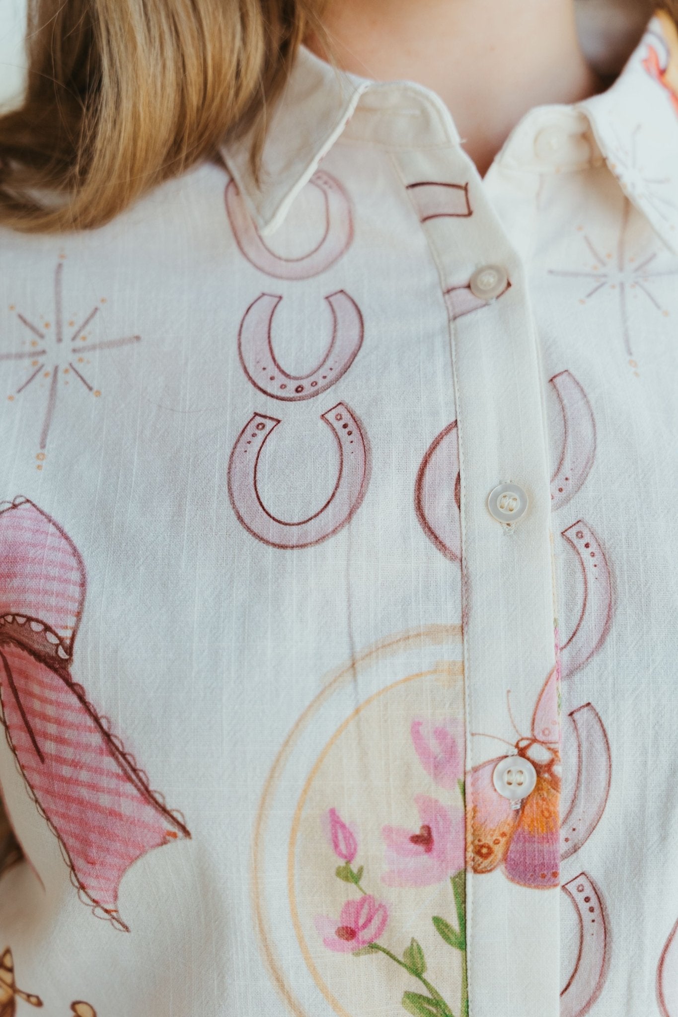 Cream/Blush Cowgirl Rodeo Button Down Shirt BRT1112 - 18 - Southern Soule Designs