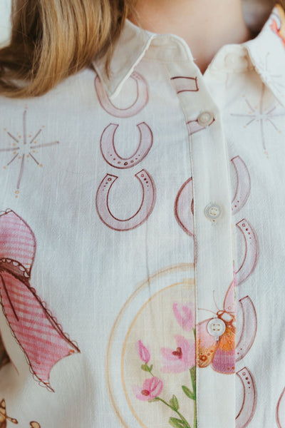 Cream/Blush Cowgirl Rodeo Button Down Shirt BRT1112 - 18 - Southern Soule Designs