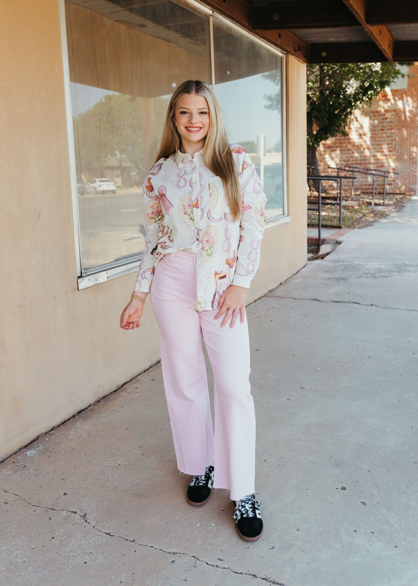 Cream/Blush Cowgirl Rodeo Button Down Shirt BRT1112 - 18 - Southern Soule Designs