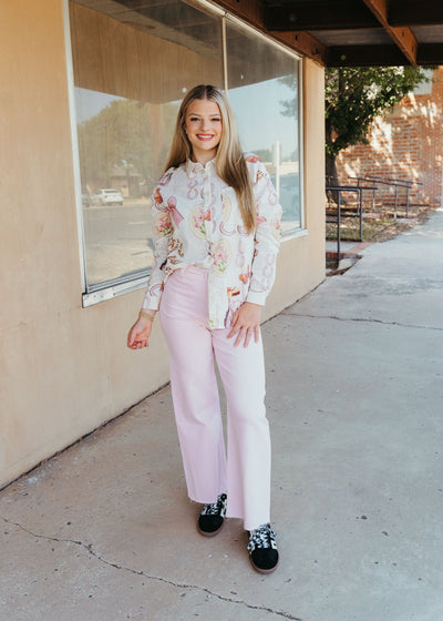 Cream/Blush Cowgirl Rodeo Button Down Shirt BRT1112 - 18 - Southern Soule Designs
