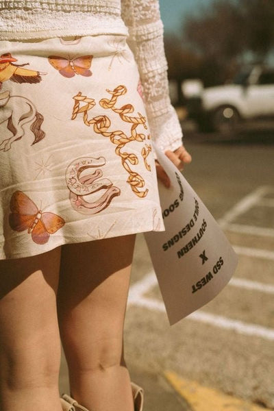 Cream/Blush Rodeo Horseshoe Mini Skirt - Southern Soule Designs