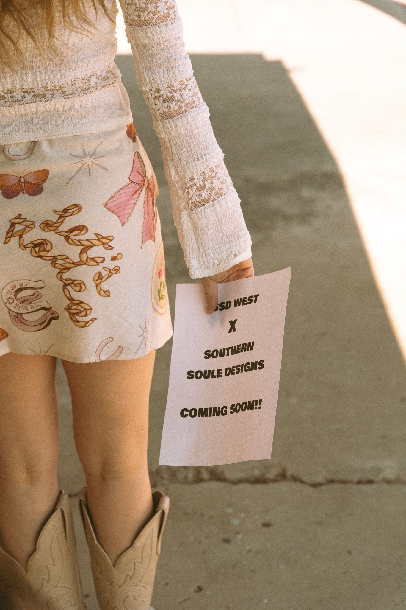 Cream/Blush Rodeo Horseshoe Mini Skirt - Southern Soule Designs