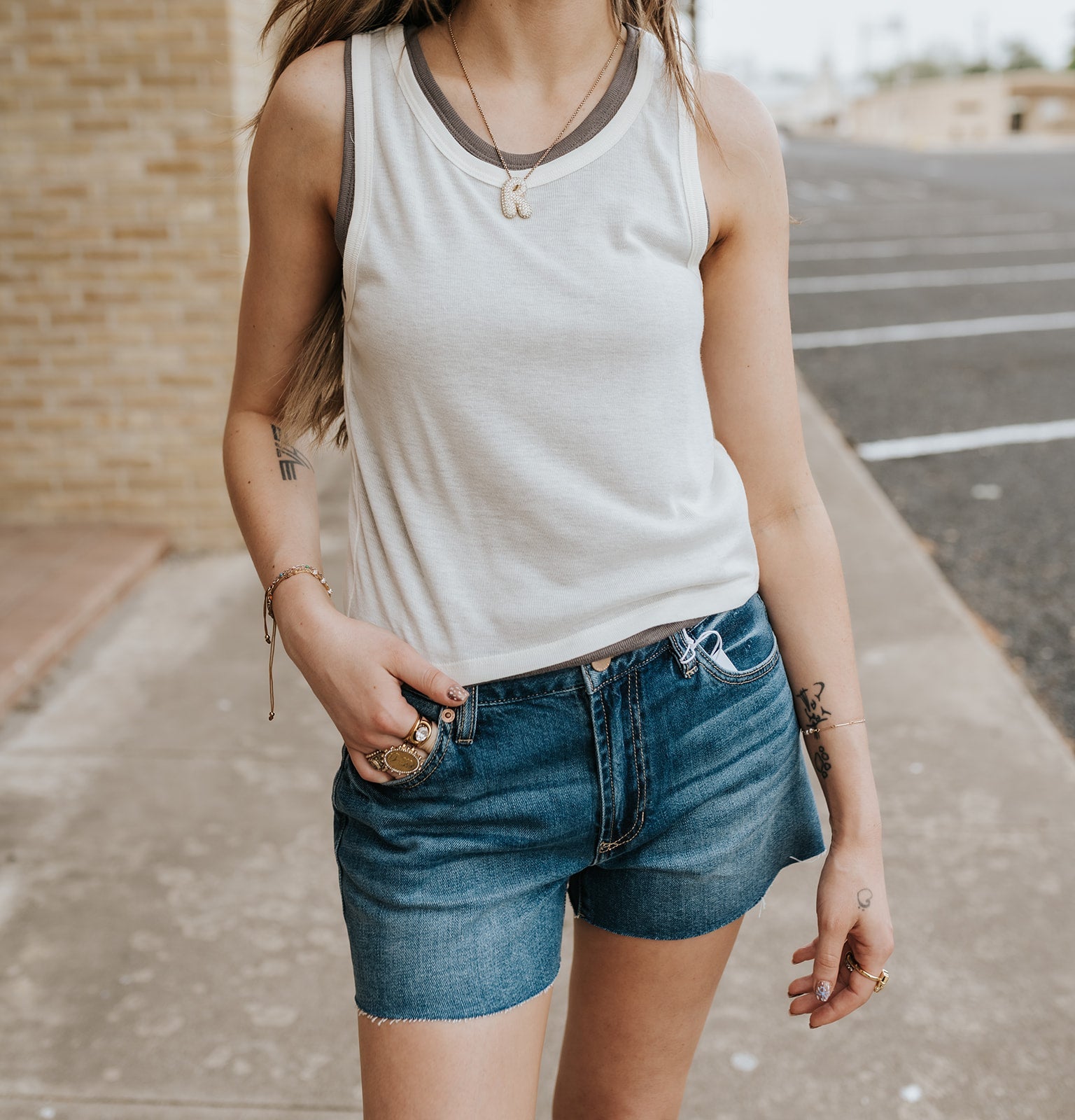 Cream/Charcoal Essential Sleeveless Racer Back Top ET7509 - Southern Soule Designs