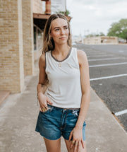 Cream/Charcoal Essential Sleeveless Racer Back Top ET7509 - Southern Soule Designs