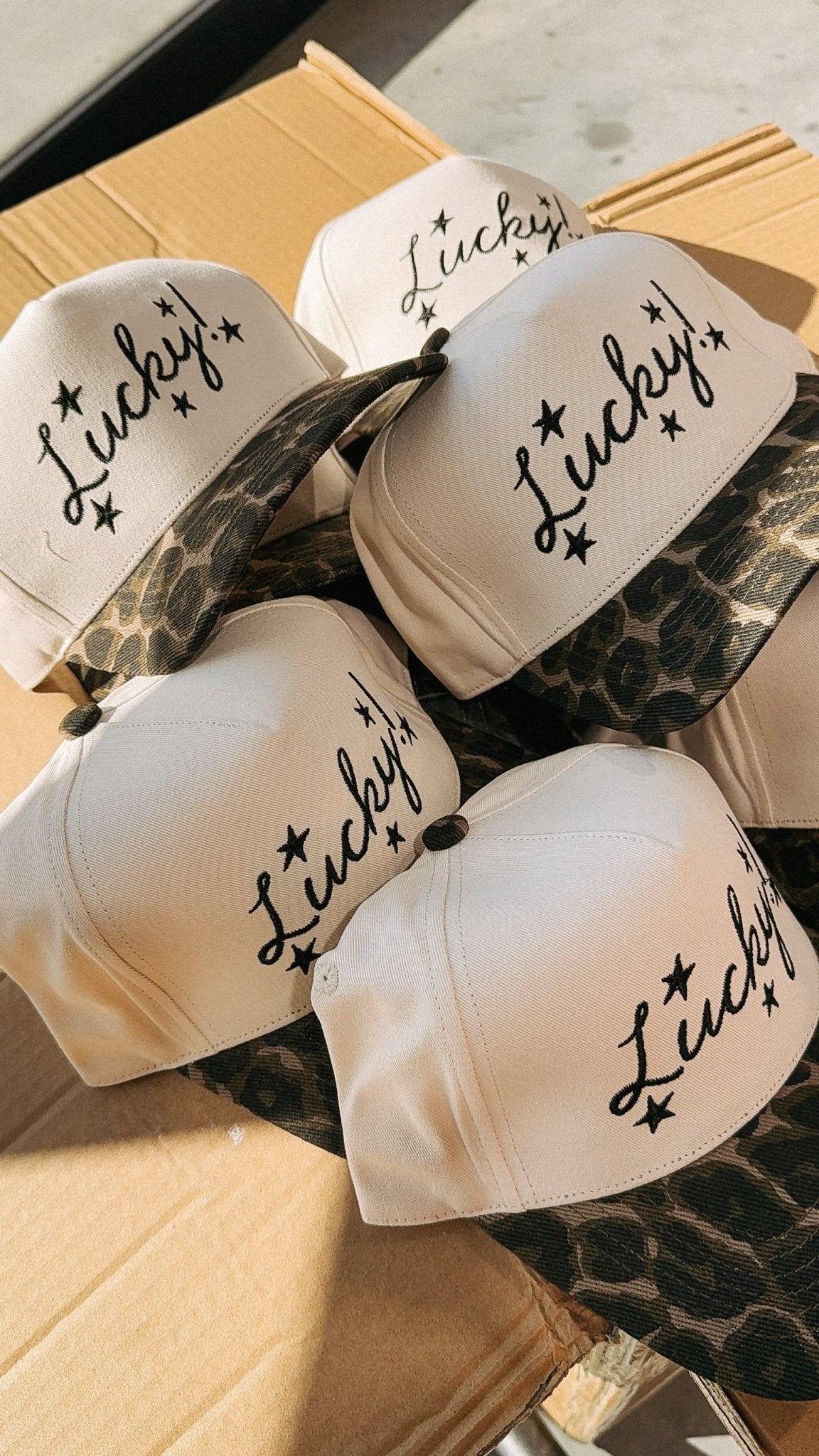 Cream/Leopard Lucky Stars Trucker Hat - Southern Soule Designs